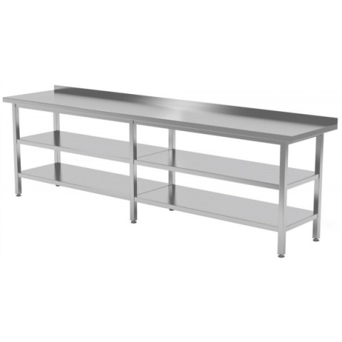 Stół przyścienny z dwiema półkami 2300x600x850 Stół przyścienny z dwiema półkami 2300x600x850