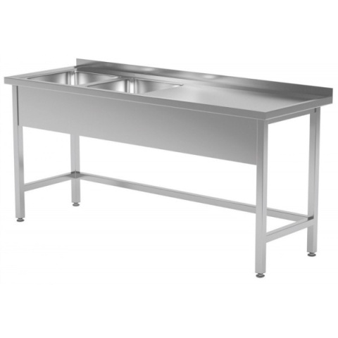 Stół z dwoma zlewami - komory po prawej 1600x600x850 Stół z dwoma zlewami - komory po prawej 1600x600x850