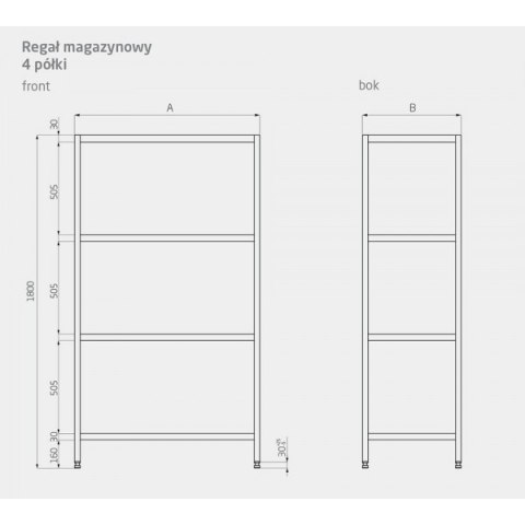 Regał 4 półki perforowane 700x600x1800mm Regał 4 półki perforowane 700x600x1800mm
