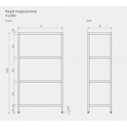 Regał 4 półki perforowane 1000x600x1800mm