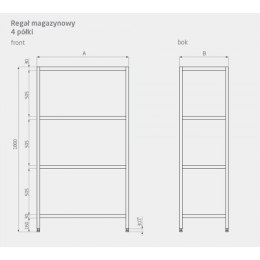 Regał 4 półki perforowane 1200x600x1800mm